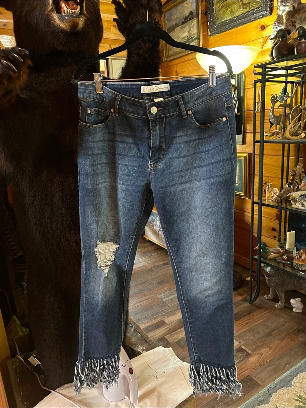 Denim & Supply Ralph Lauren Dark Blue Distressed Fringe Hem Jeans
